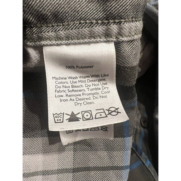 Eddie Bauer Shirt Mens L Tall Travex Flannel Grey Blue Plaid Button Up Casual - Picture 6 of 8